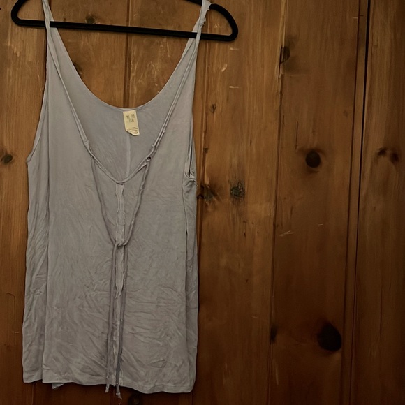 Free people twist shoulder tie heathered trim lose tank - Picture 3 of 9